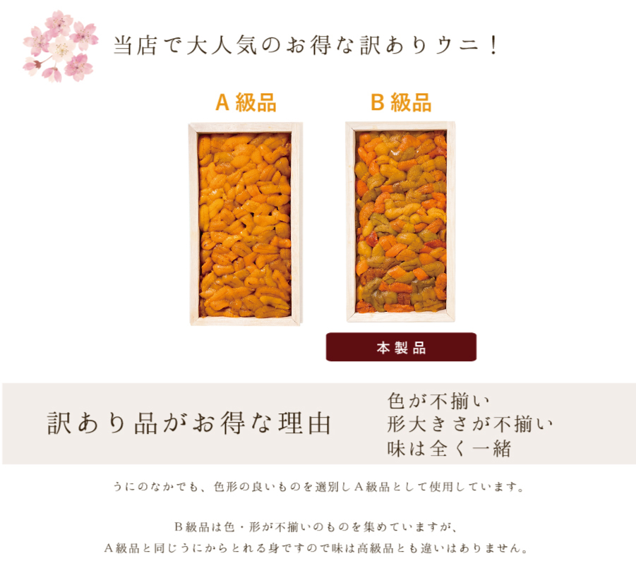 当店で大人気のお得な訳ありウニ！